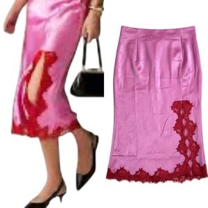 J.Crew Gwyneth Y2K Satin Lace-Trim Slip Skirt